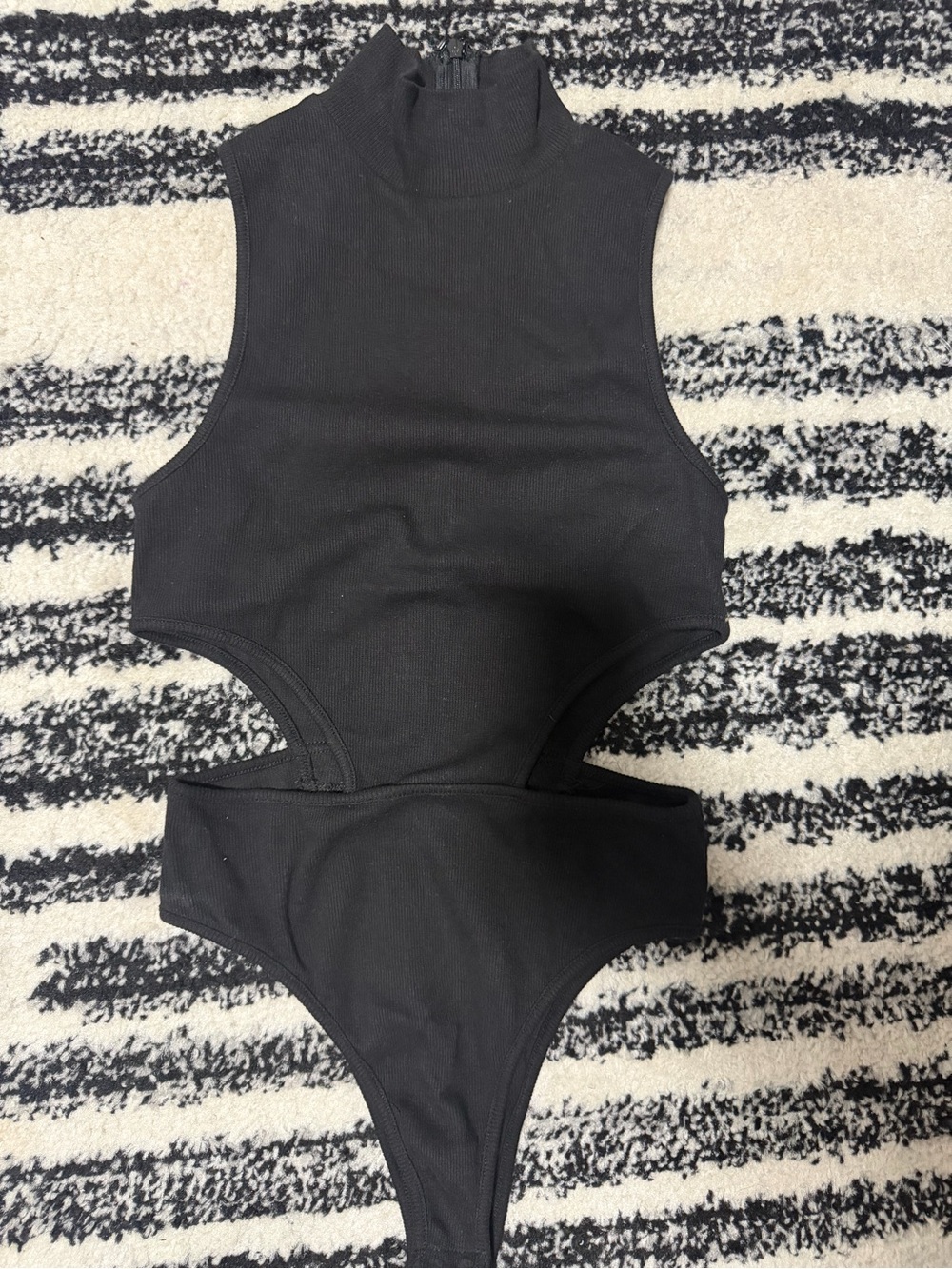 Showpo Black Mock Neck Cutout Bodysuit